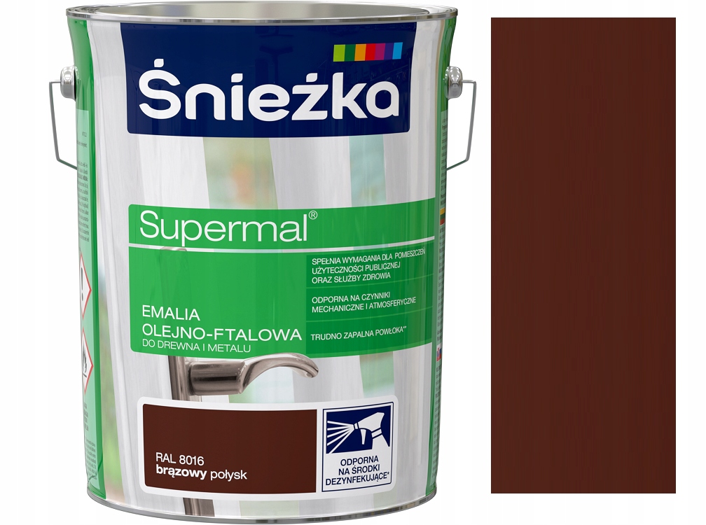 ŚNIEŻKA EMALIA OLEJNO-FTALOWA 5L BRĄZ 8016