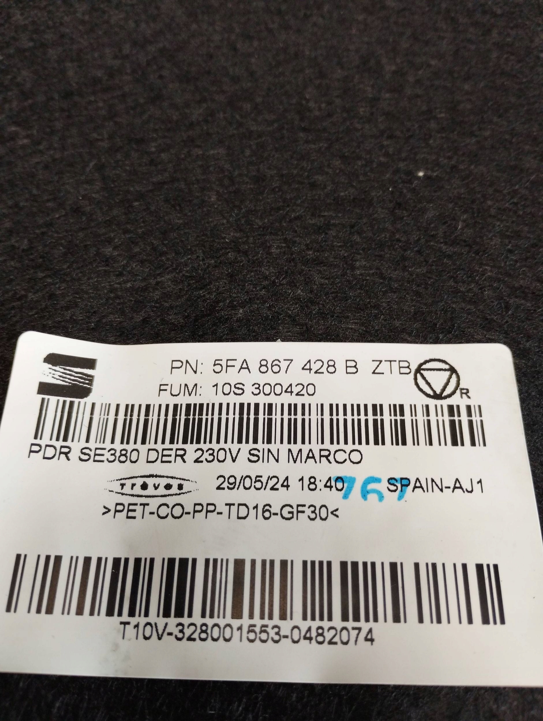Seat Leon IV 2024 boot upholstery right rear part 5FA867428B
