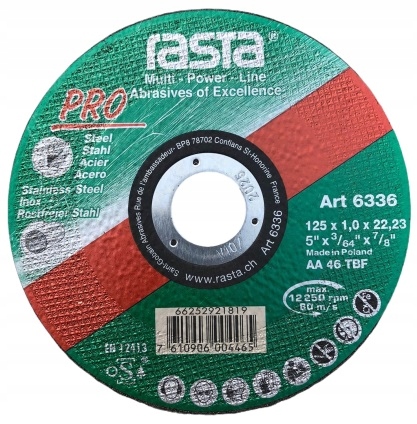 TARCZA DO CIĘCIA METALU 125 STALI INOX RASTA PRO NORTON 125x1 PRO