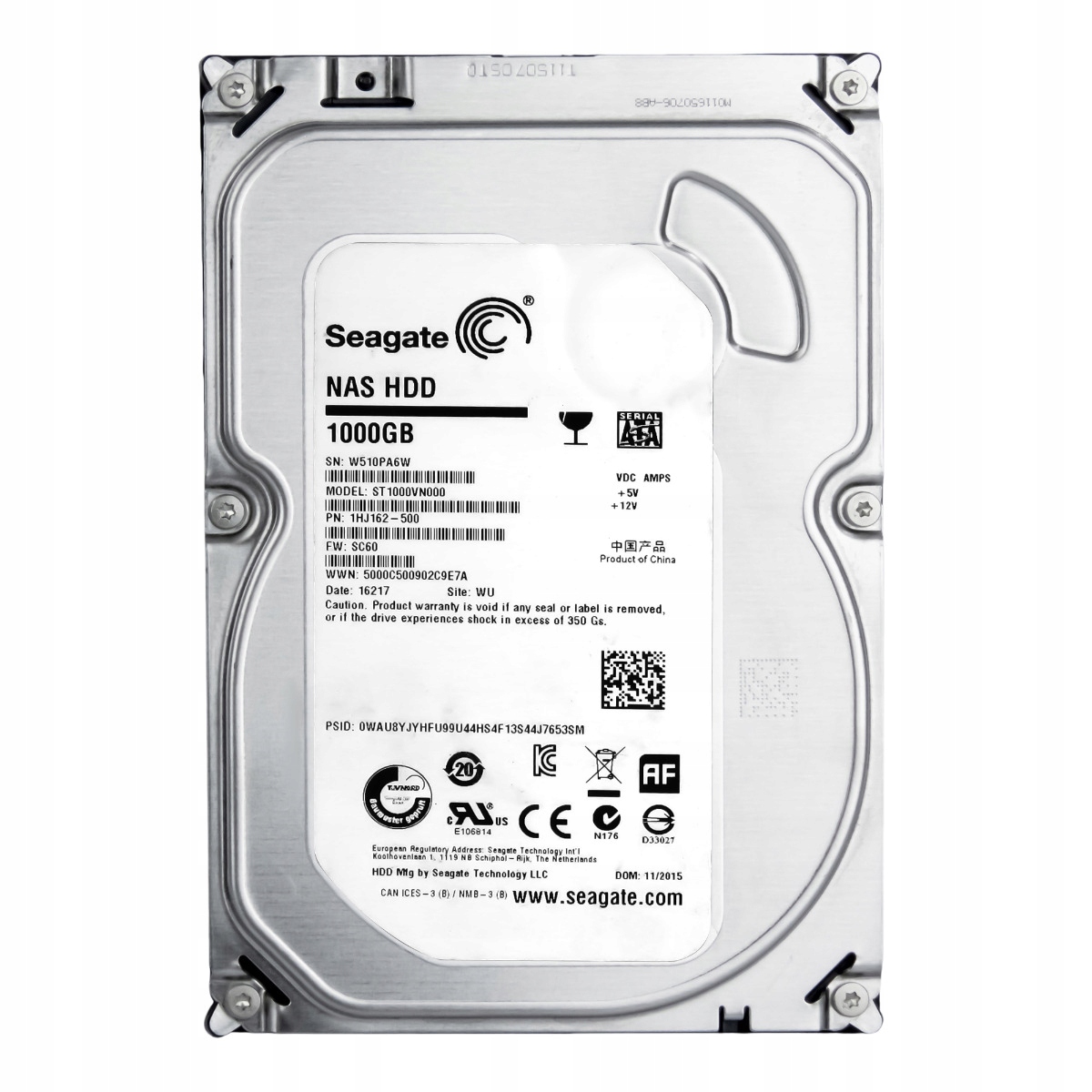Seagate Nas Hdd 1TB 5.9K 64MB Sata III 3.5'' ST1000VN000