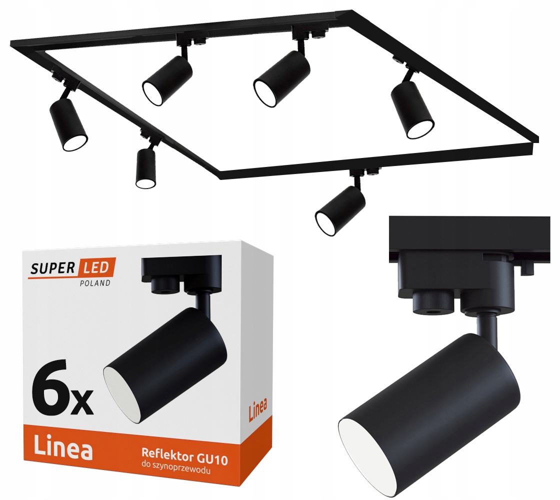 Sada kolejnicová lišta 2x 2 m 2x 1 m 6x Led svítidlo GU10