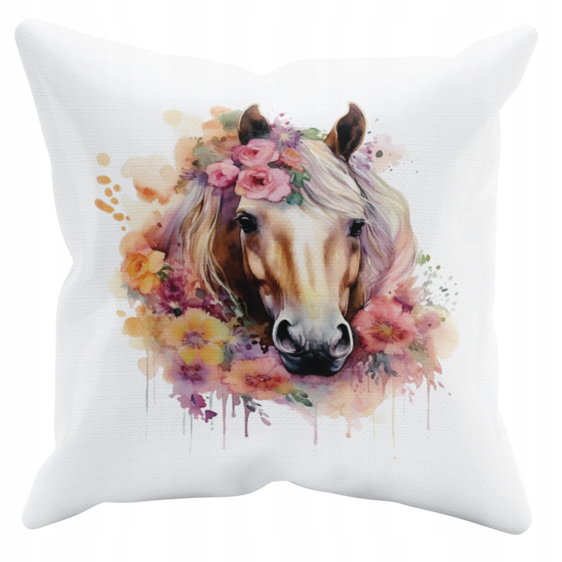 POSZEWKA NA PODUSZKĘ JAŚKA DO PRZEDSZKOLA KONIE KONIK + IMIĘ GRATIS Kolor dominujący biel