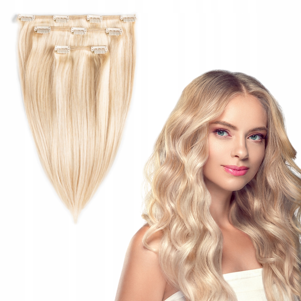 

bardzo jasny blond Clip In naturalne 50g 30cm #60