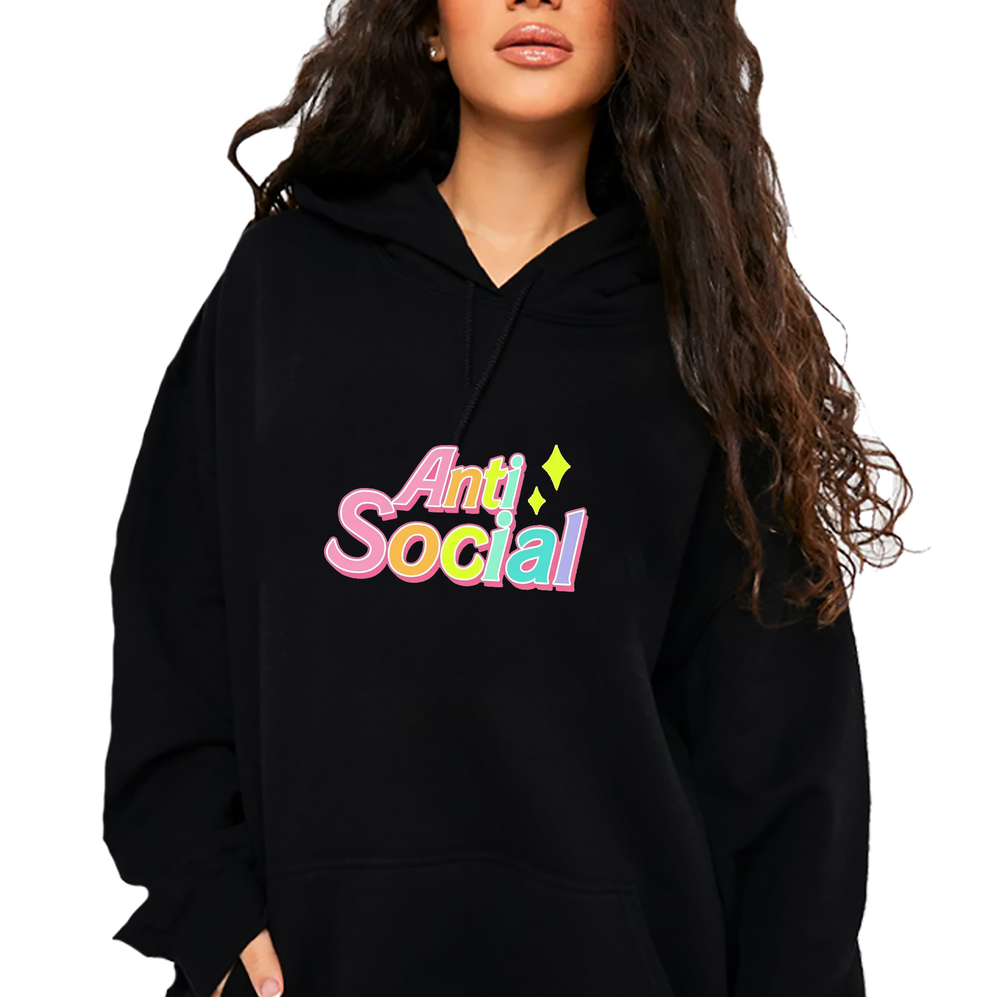 Mikina S Kapucí Módní Tik Tok Anti Social Vel L