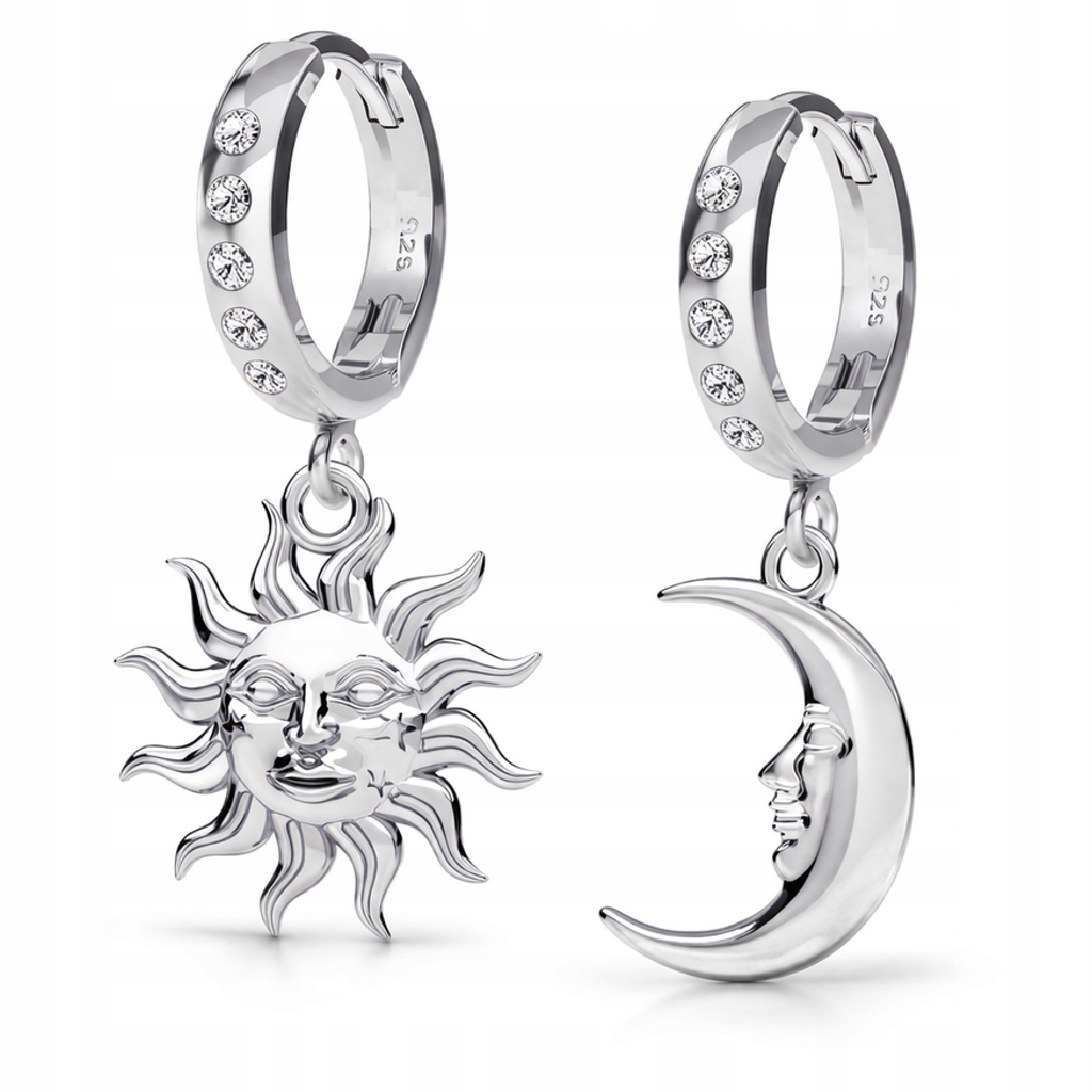 Stříbrné Asymetrické Náušnice Pouta Měsíc Slunce stříbro 925