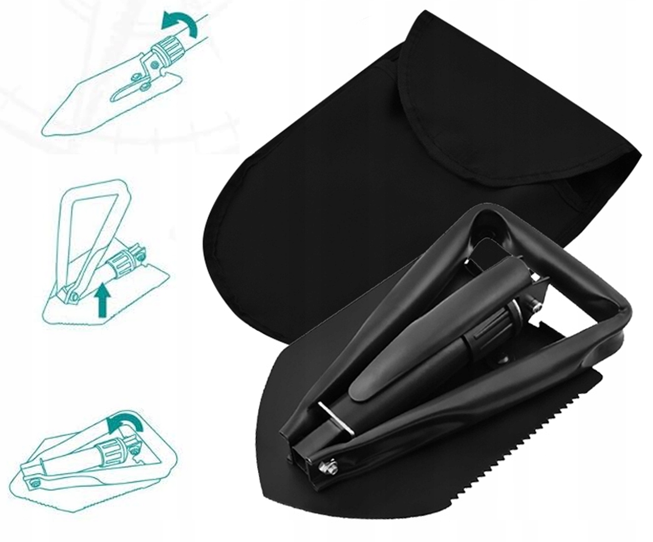 SAPERKA SKŁADANA 60cm WOJSKOWA ŁOPATA POLOWA SURVIVAL KILOF SZPADEL STALOWA Narzędzia kilof piła