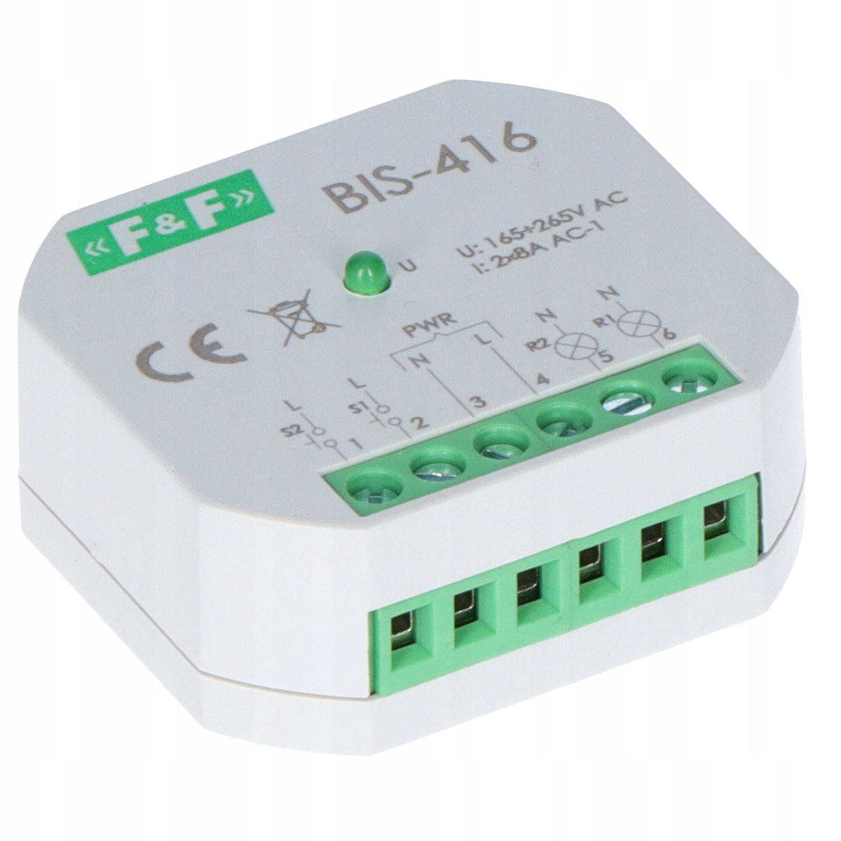 Bistabilní podomítkové relé, dva nezávislé ovládací obvody BIS-416