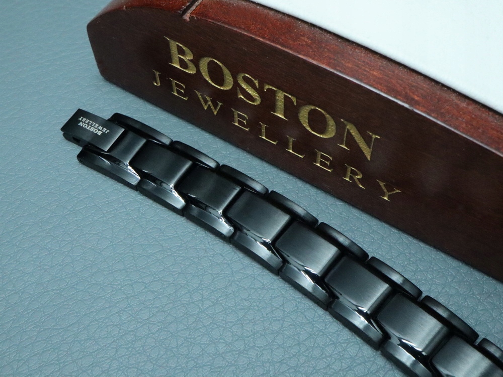 CZARNA ZDROWOTNA BRANSOLETA MĘSKA MAGNETYCZNA MOC BOSTON JEWELLERY ORYGINAŁ Długość całkowita 22.5 cm