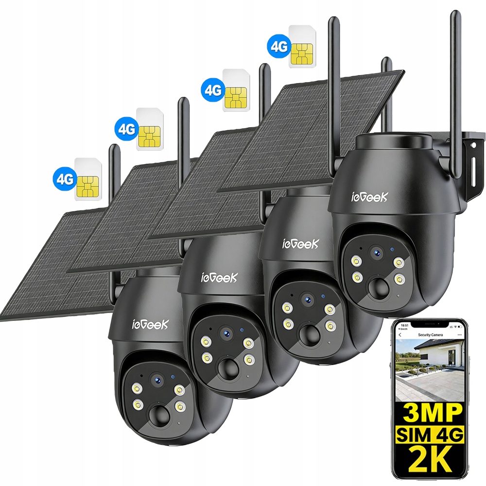 4 kusy venkovní kamera 3MPX 4G Lte venkovní otočná 4x digitální zoom