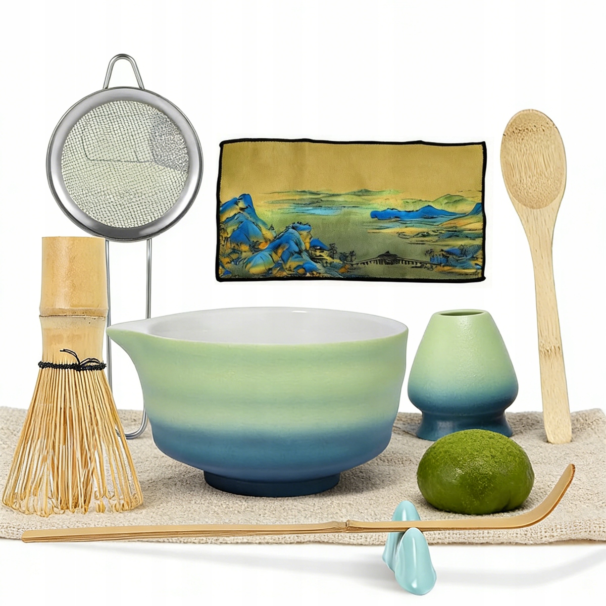 Levně Dárková Sada 8 Kusů Na Čaj Matcha Příprava S Matchy Lžíce Keramika