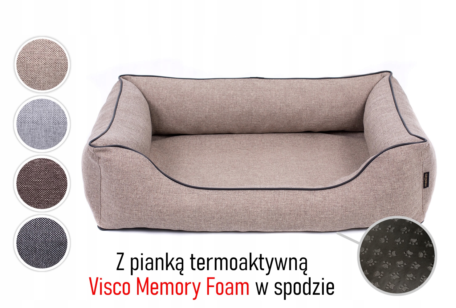 Legowisko dla psa Sofa Ma Ortopedyczne 100x75 beż/czarny Produkt Pl
