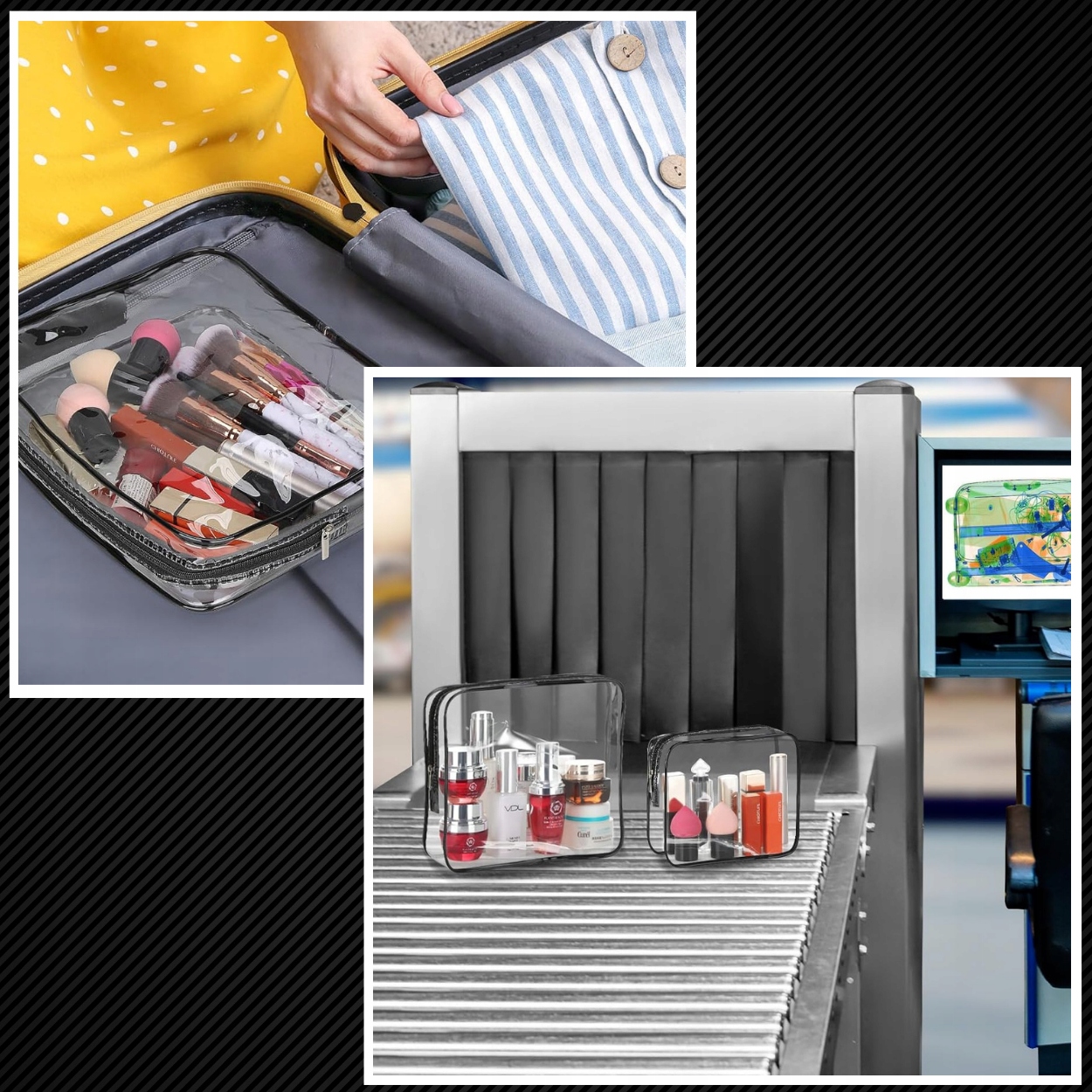 3w1 KOSMETYCZKA PRZEZROCZYSTA TRANSPARENTNA PODRÓŻNA ORGANIZER DO SAMOLOTU Stan opakowania oryginalne