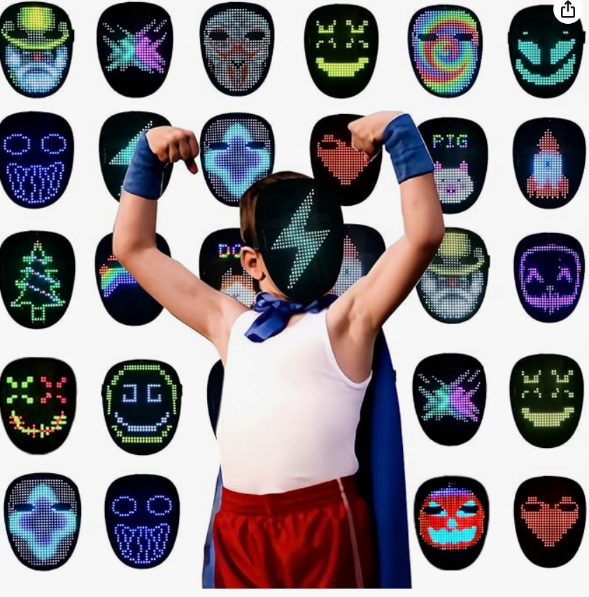 Led maska s rozpoznáváním gestů podsvícená Led diodami Usb Depointer