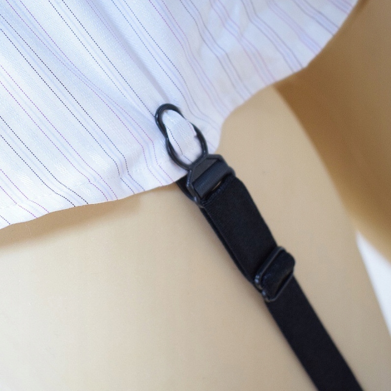 SZELKI UTRZYMUJĄCE PROSTĄ KOSZULĘ W SPODNIACH I SPÓDNICY WYGODNE UNISEX Kolor czarny