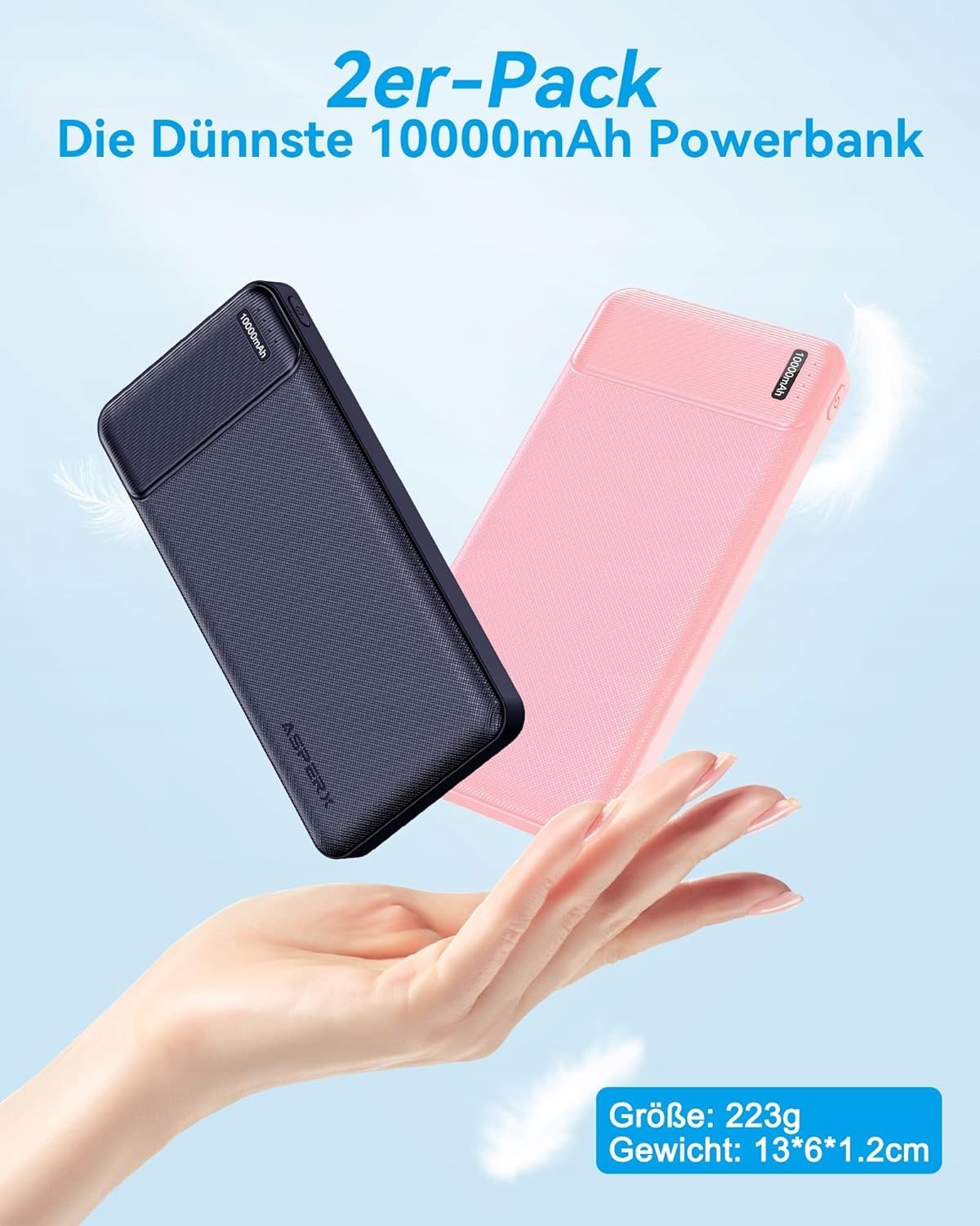 ASPERX Power Bank 2 Sztuki 10000mAh USB-C Kompatybilny z iPhone Samsung — miniatura 4