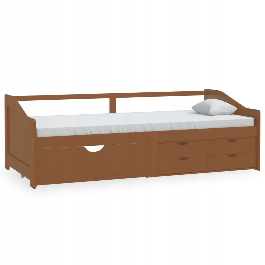 vidaXL 3-osobowa sofa/łóżko z szufladami, miodowy brąz, 90 x 200 cm