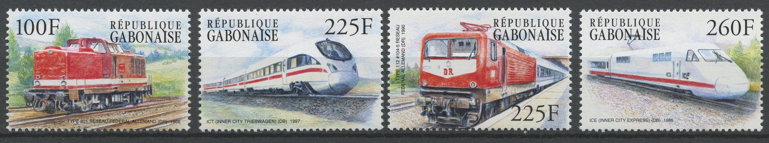 Gabon** Mi. 1507-10 Kolejnictwo