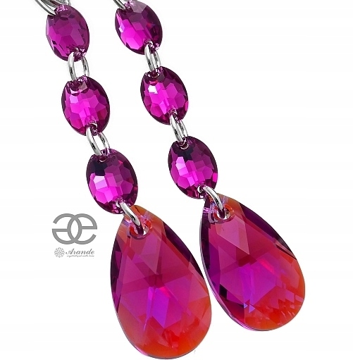 Krystaly Unikát Náušnice Fuchsia Gloss Stříbro
