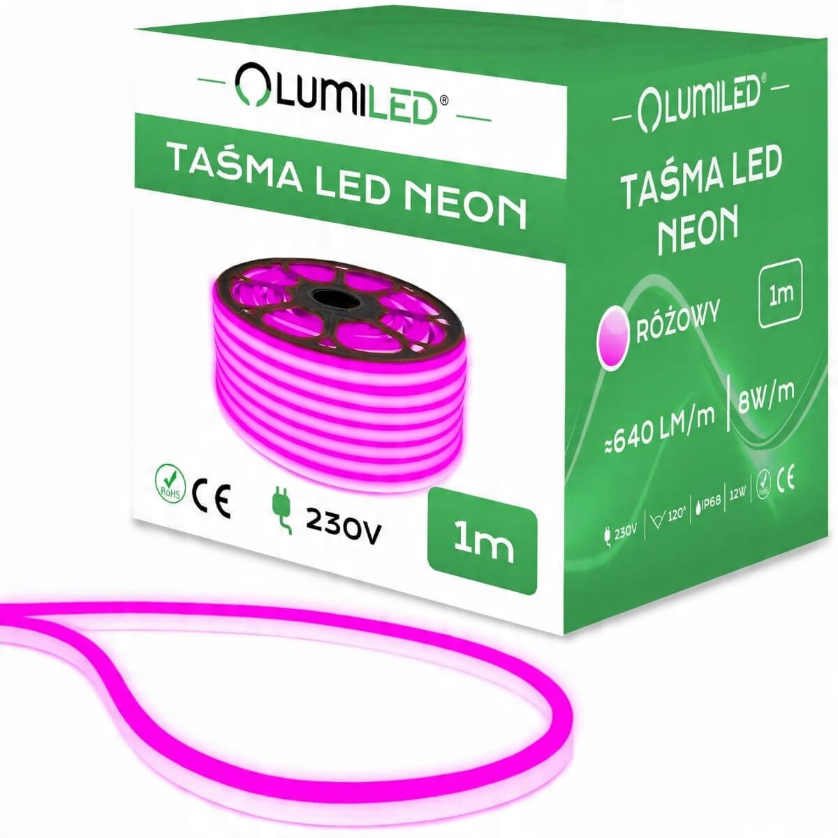 

Taśma Led Neon Pasek 230V 1m Gumowy IP68 Różowy
