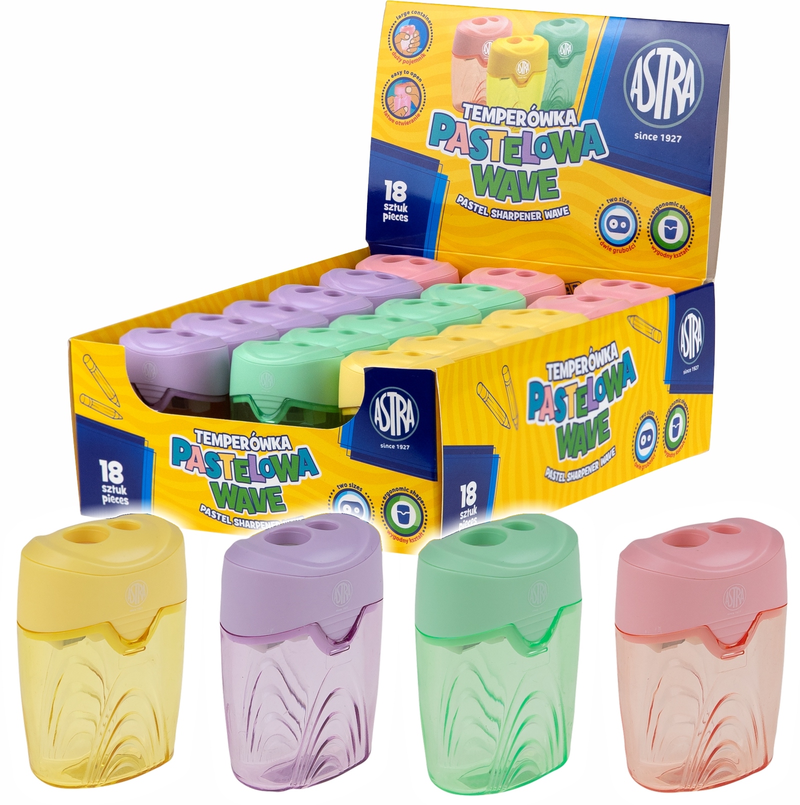 

Astra Podwójna Temperówka Wave Pojemnik Pastel