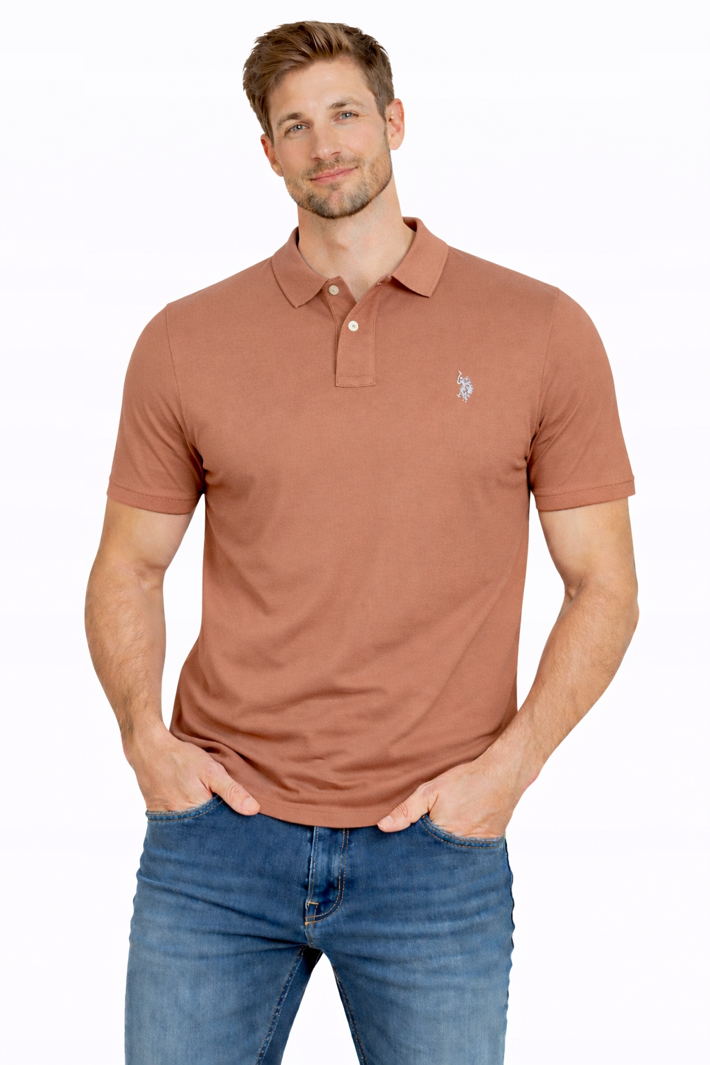 U.s. Polo Assn. Tričko MUP3312-L90 světle hnědá bavlněná