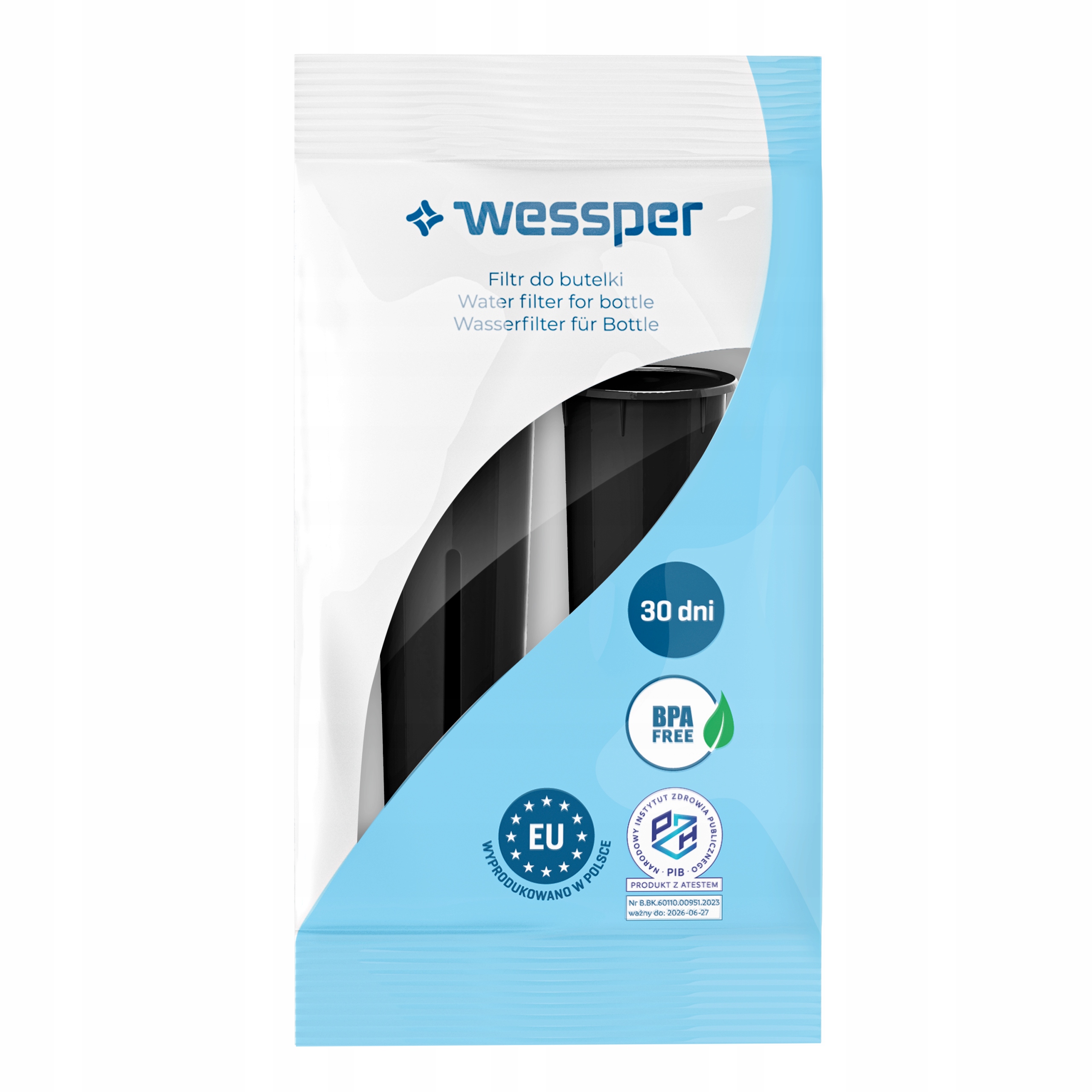 FILTR WĘGLOWY DO WODY WESSPER do butelki z filtrem DAFI SOFT i SOLID 8szt. Liczba wkładów 8