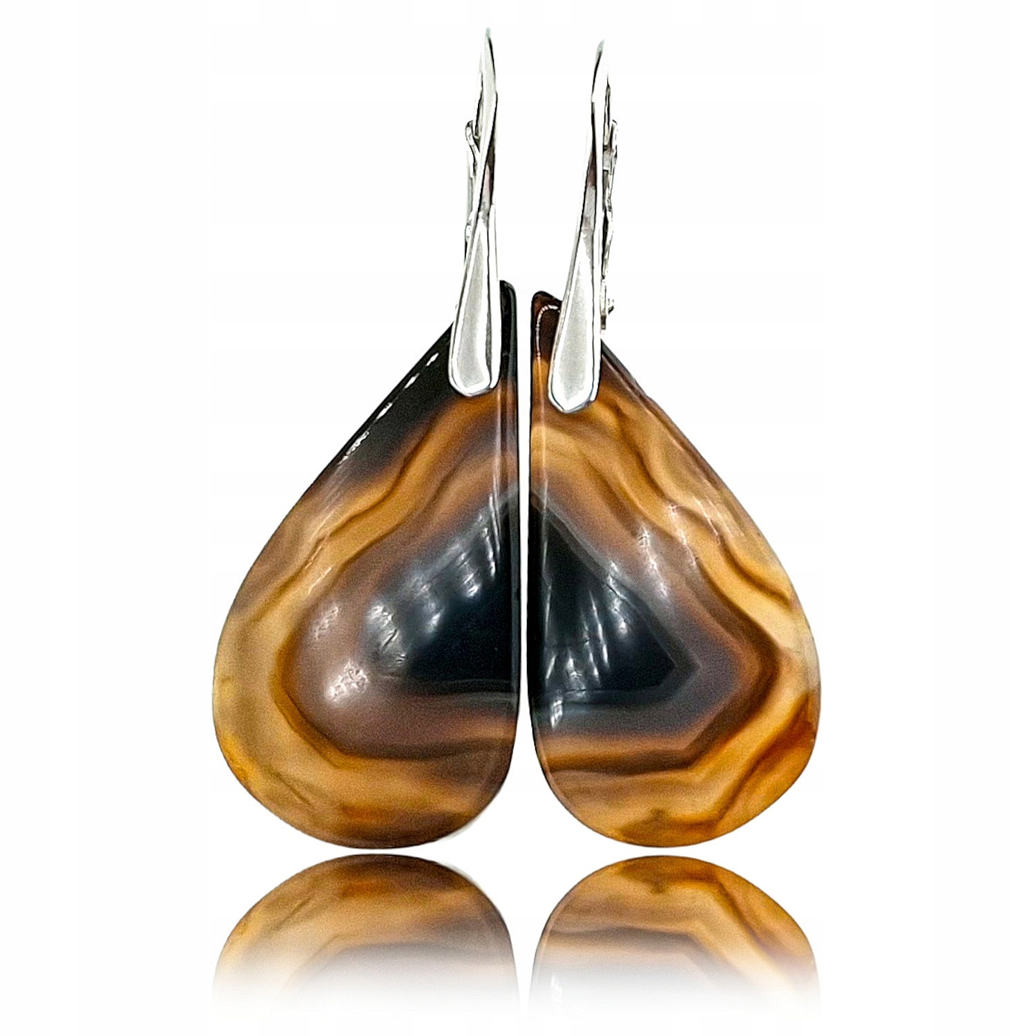 Přírodní Sardonyx Elegantní Náušnice Stříbro Unikát