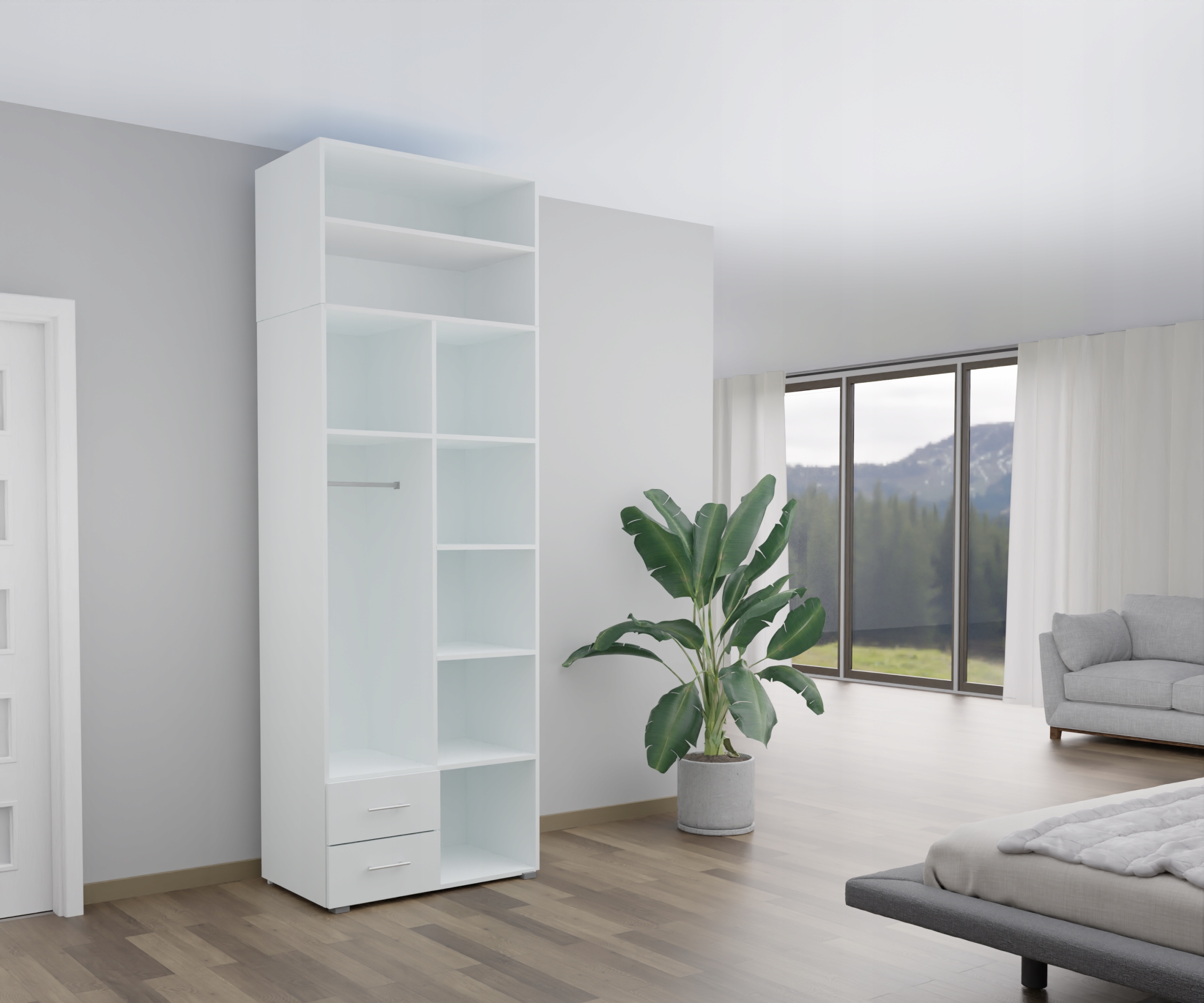 SZAFA 2 DRZWIOWA - 3 VENICE BIAŁA Z NADSTAWKĄ - 80X242 CM - DO SALONU Marka inna