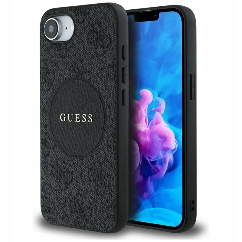 Guess 4G Circle Classic Logo MagSafe – Pouzdro pro iPhone 16e (černé)