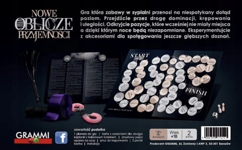 NOWE OBLICZE PRZYJEMNOŚCI PLANSZÓWKA EROTYCZNE KARTY Z AKCESORIAMI DLA PARY Wydawca Grammi