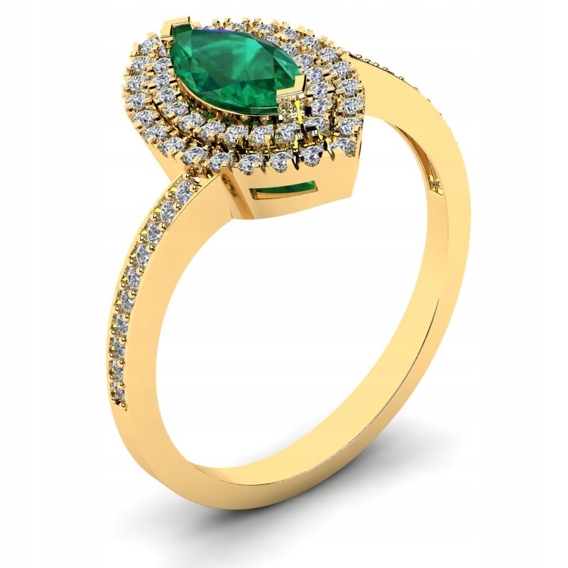 

Pierścionek Koktajlowy Złoty Z Zieloną Cyrkonią