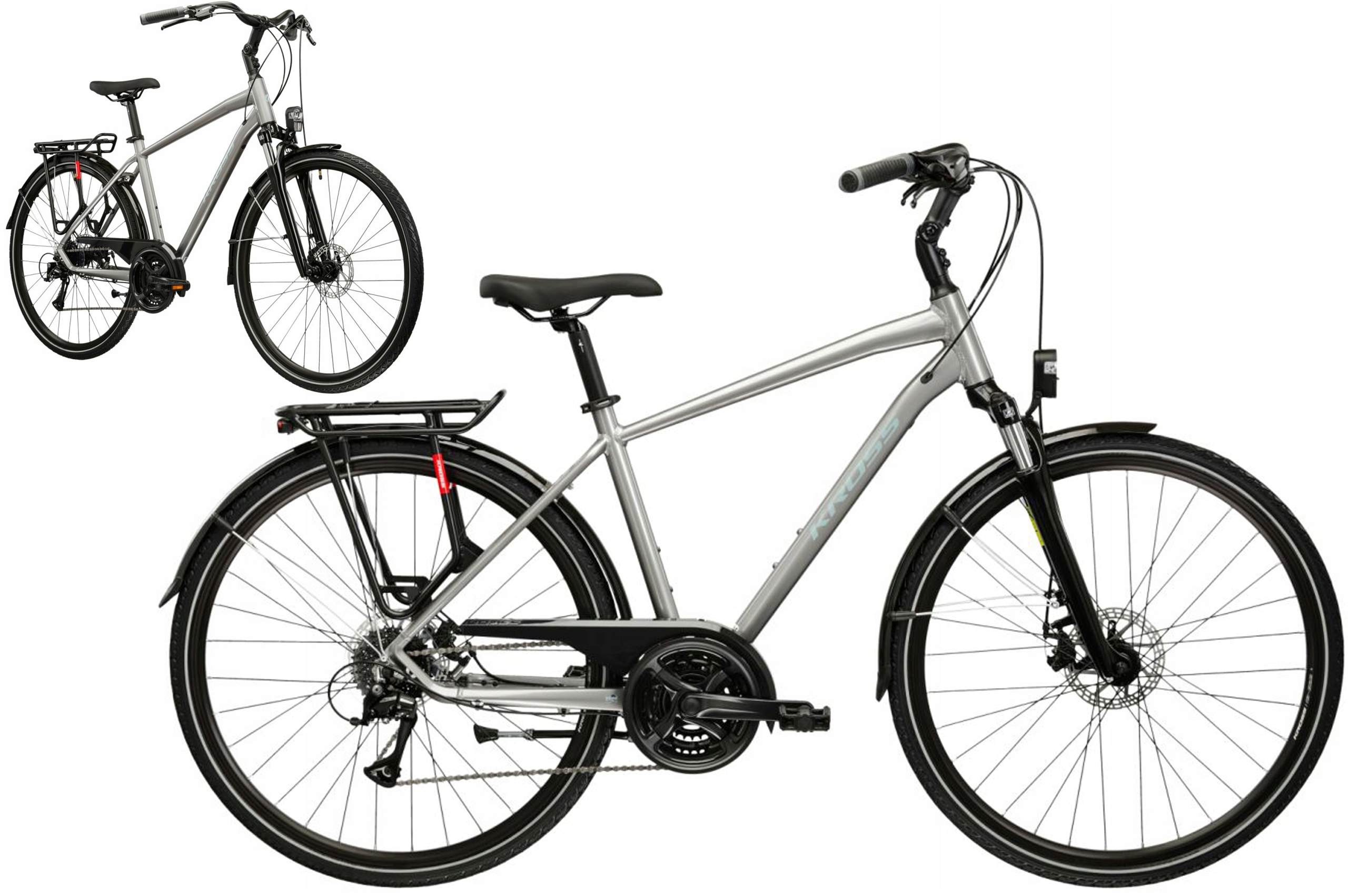 Rower trekkingowy 28" Kross Trans 3.0 rama M 19" srebrny błękitny R25