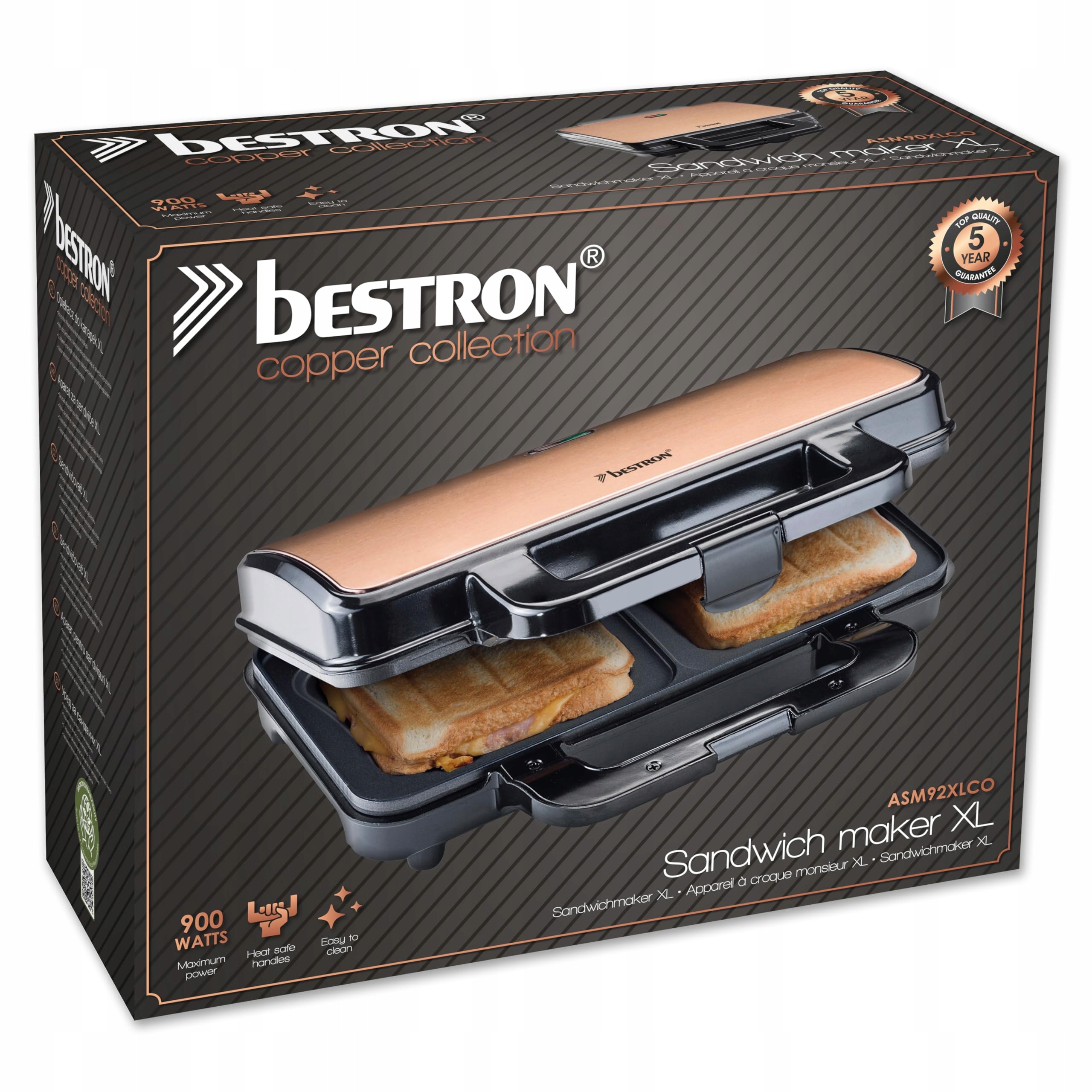 BESTRON XL Opiekacz: 2 Kanapki, Automatyczna Regulacja Temperatury — miniatura 12