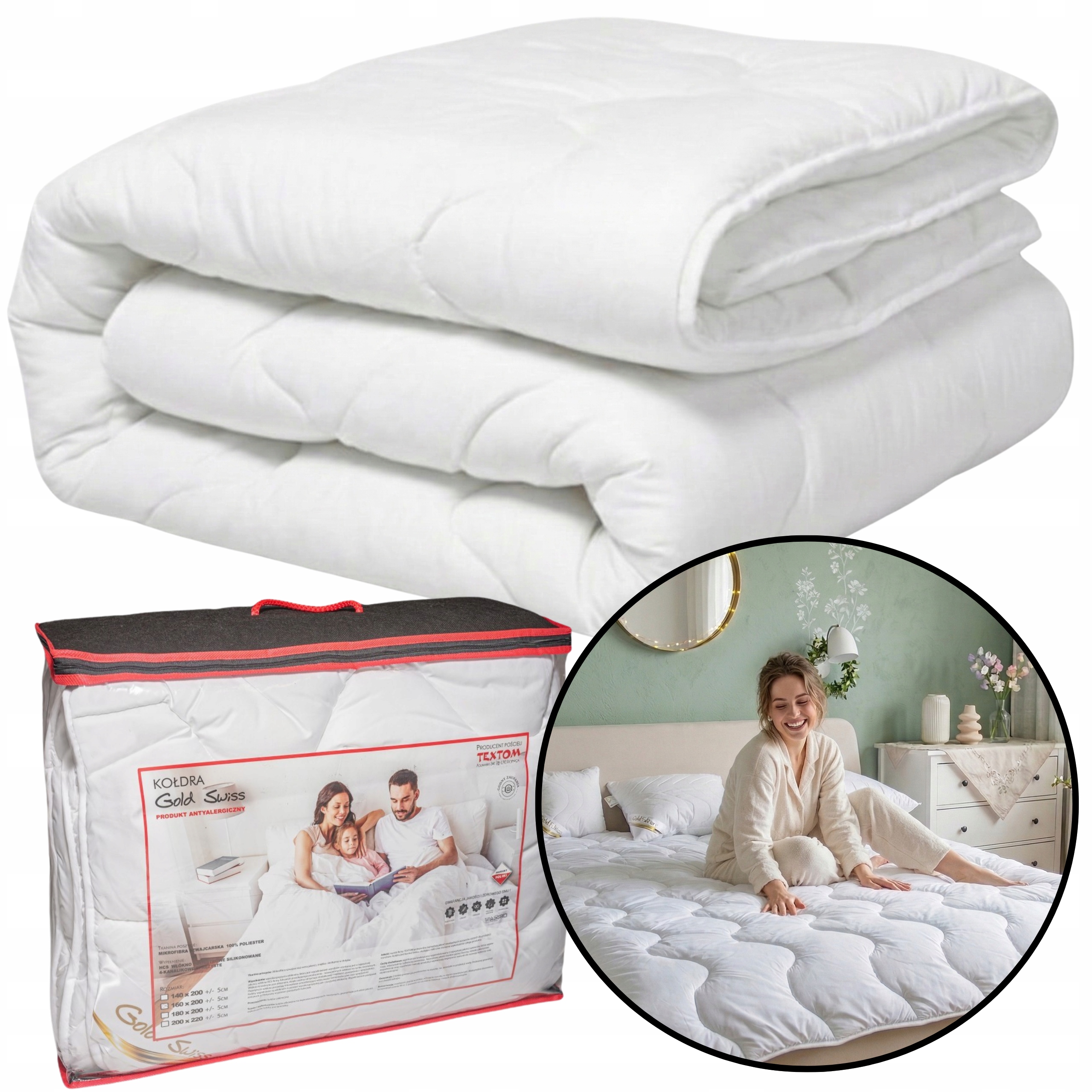Celoroční Přikrývka 140 x 200 cm Antialergická 400 g/m2 Švýcarské mikrovlákno