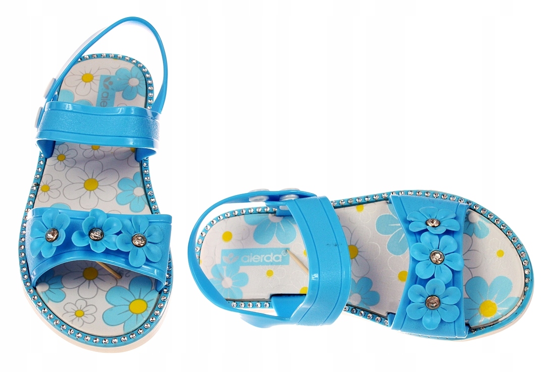 SANDAŁKI DZIECIĘCE REGULOWANY PASEK OZDOBNE KWIATKI 6417 roz. 34 Rozmiar (new) 34