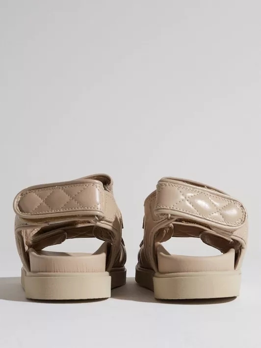 SANDAŁY NA PLATFORMIE SKÓRZANE PIKOWANE BEŻOWE PAVEMENT 39