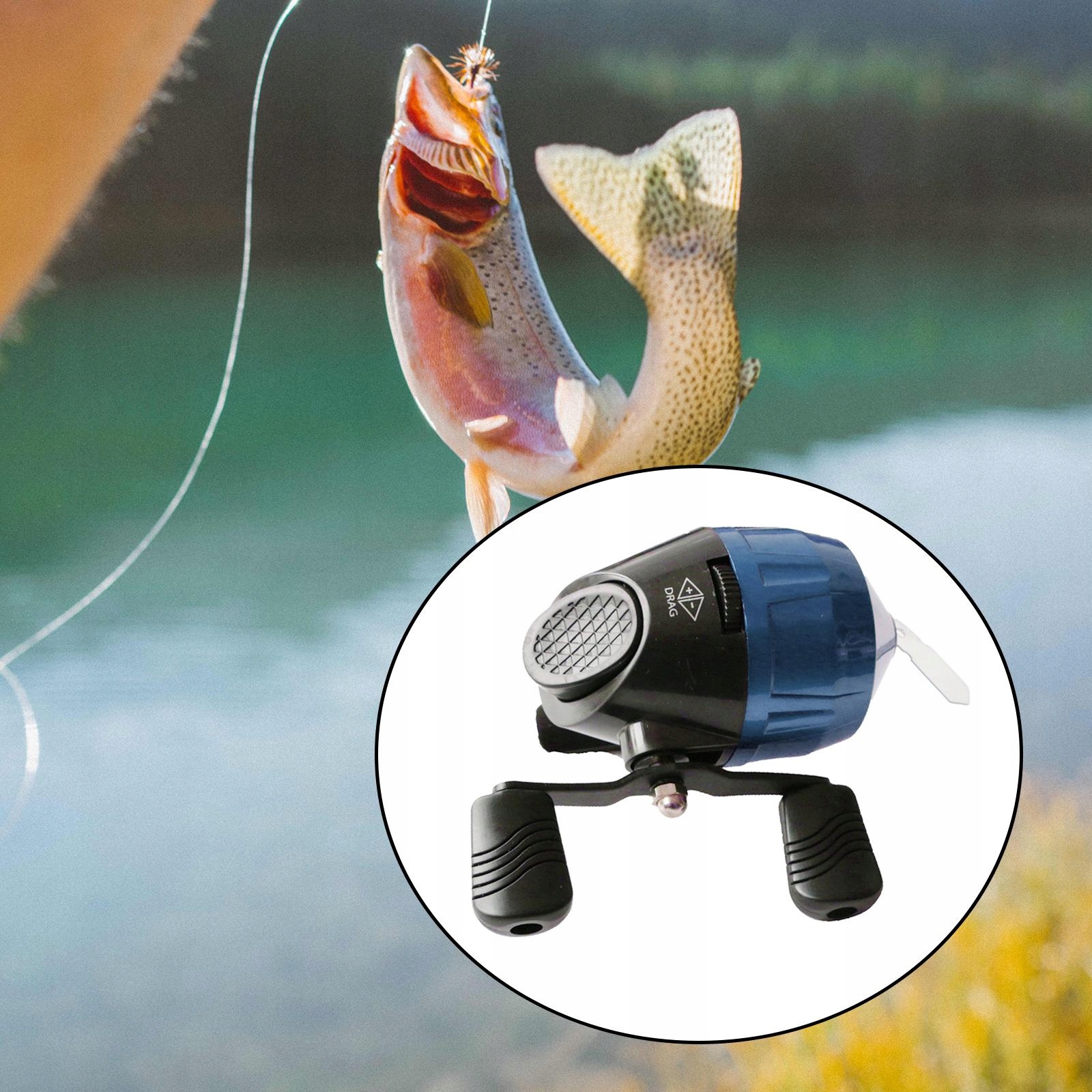 Fishing Reel, with Fishing Line Push Button Design Blue Single Handle Marka bez marki