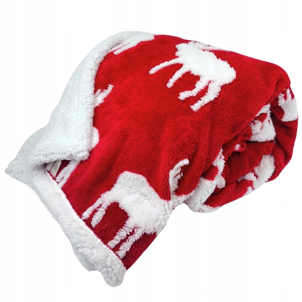 Mikroflanelová deka s beránkem, Los, červenobílá