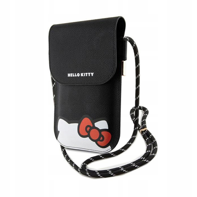 Hello Kitty Leather Hiding Kitty Cord crossbody kabelka na telefon (černá)