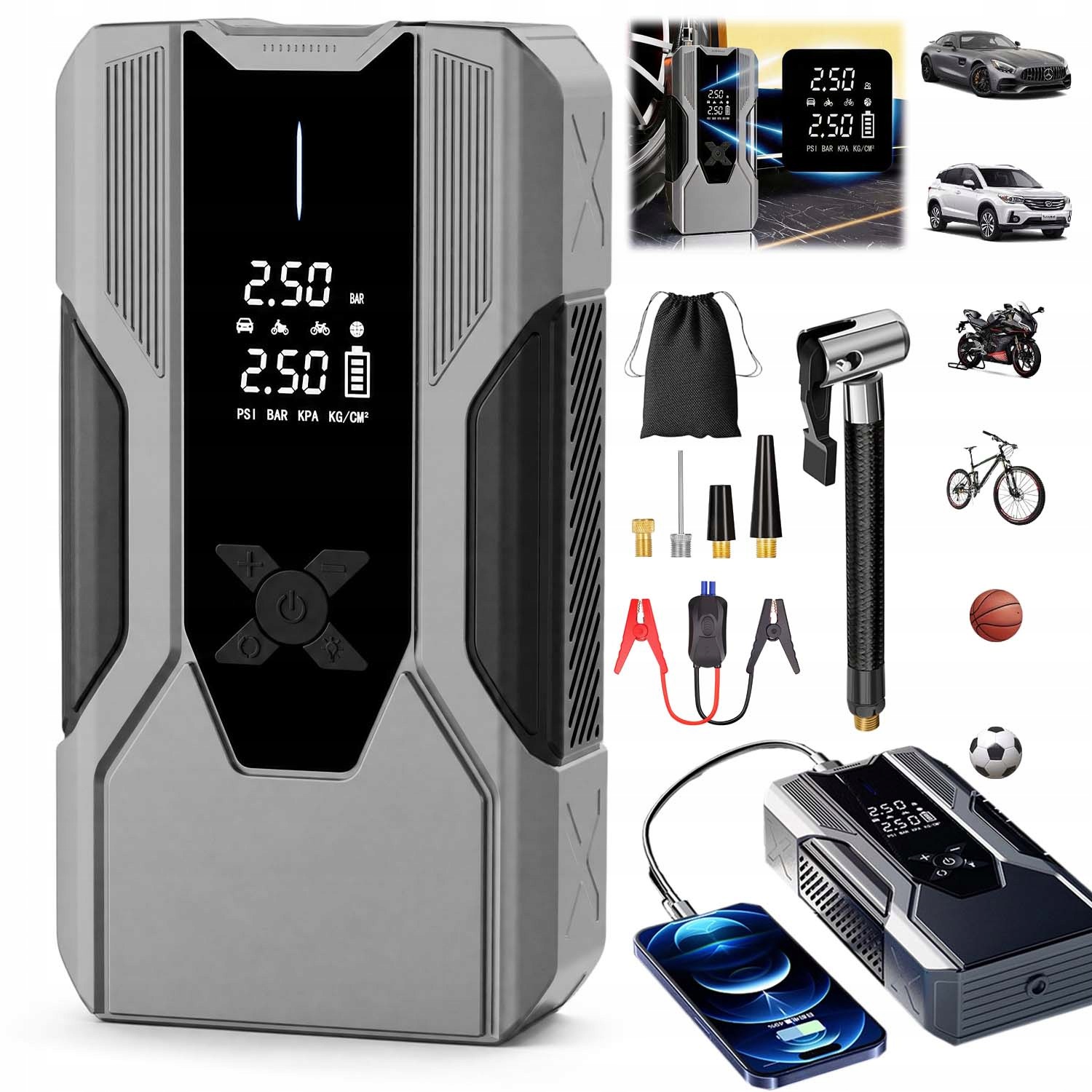 Jump Starter Booster Štartér Do Auta Power Bank S Núdzovým Osvetlením