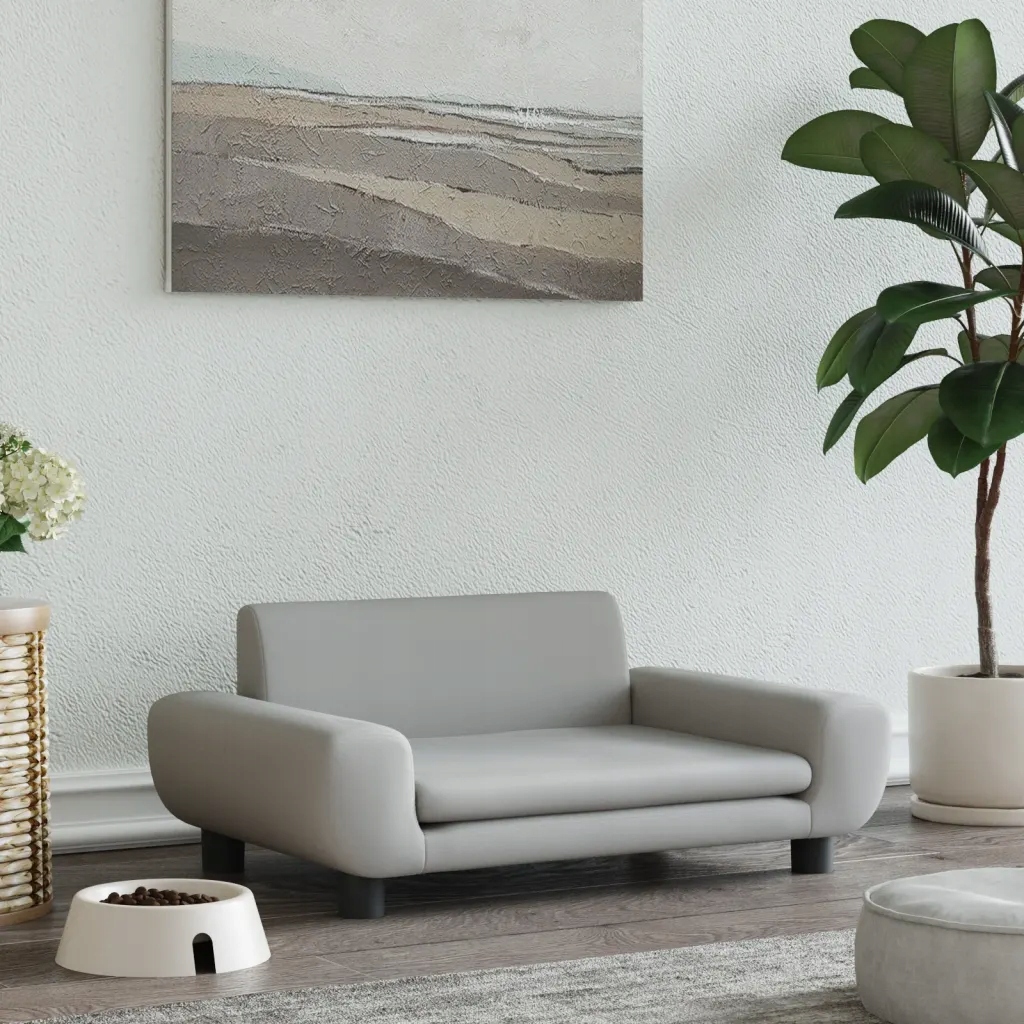 Levně Pelíšek pro psy světle šedý 70x45x33 cm samet