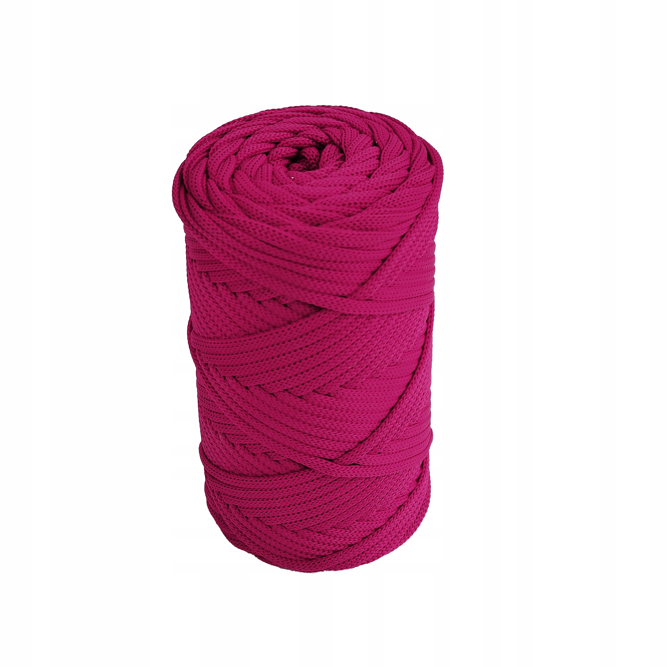 Polyesterová šňůra 5 mm růžová 100 m plochá pletená pro makramé a ruční práce