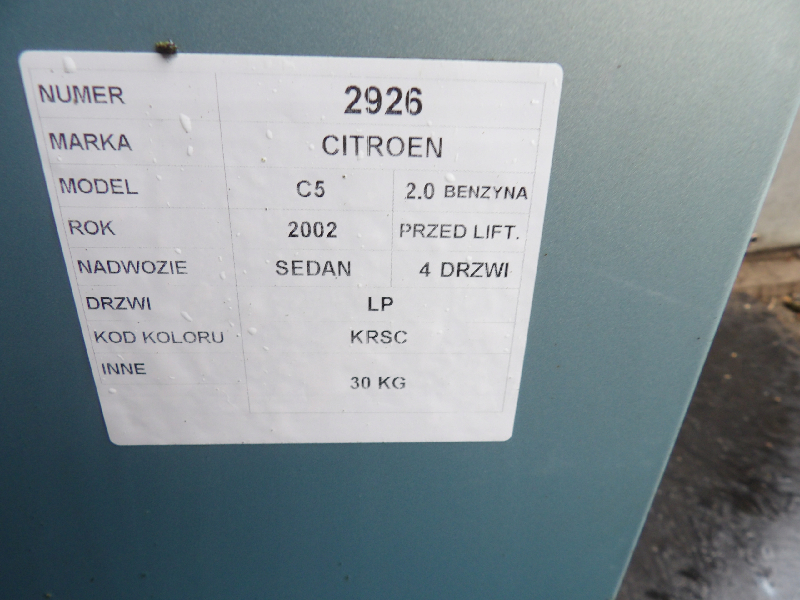Citroen C5 and door front left lak. KRSC sedan