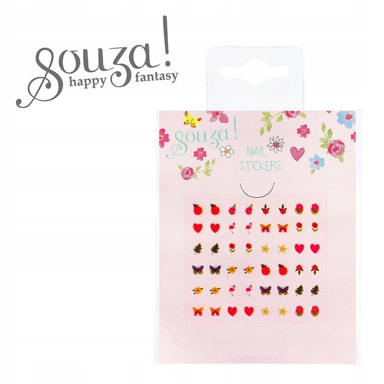 Souza! Naklejki na paznokcie dla dzieci Kwiaty czerwone Kolor wielokolorowy
