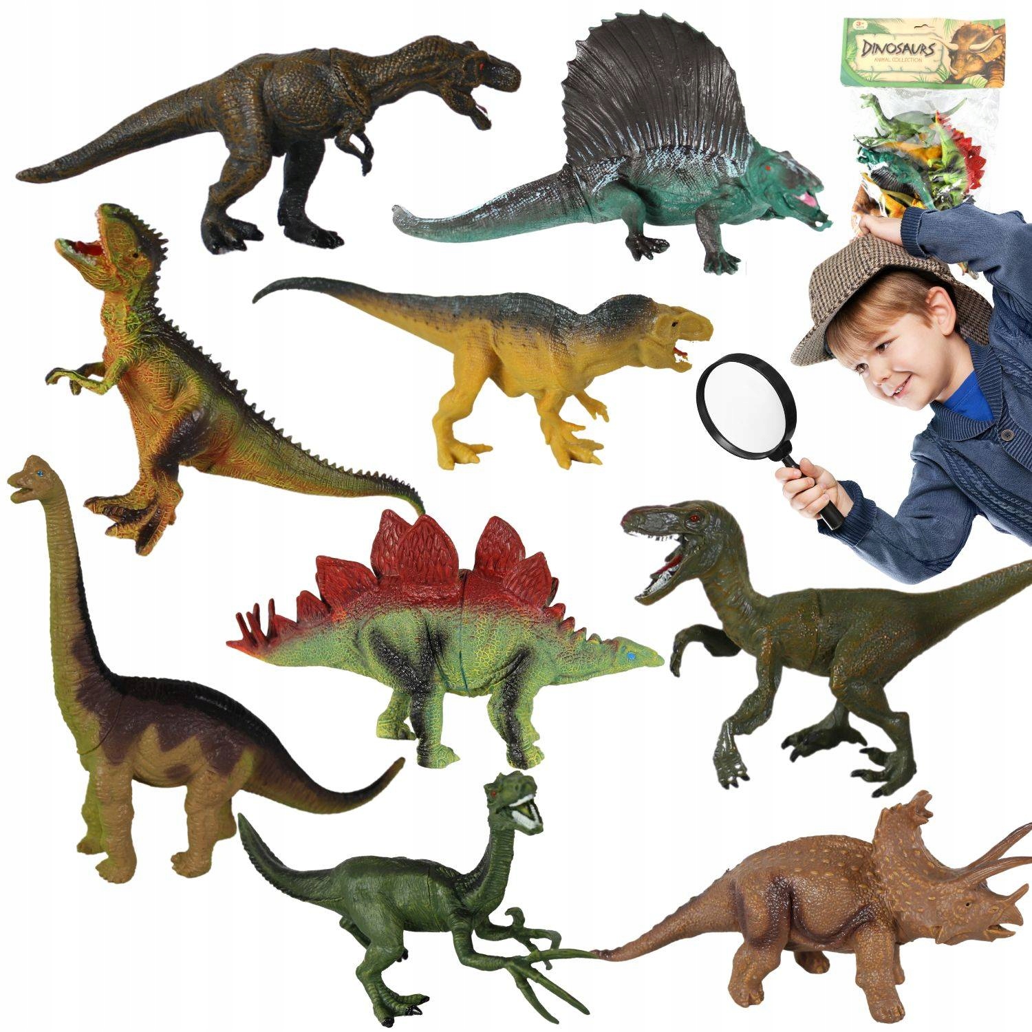 

Duży Zestaw Figurki Dinozaury Paczka 9 Szt Gumowe