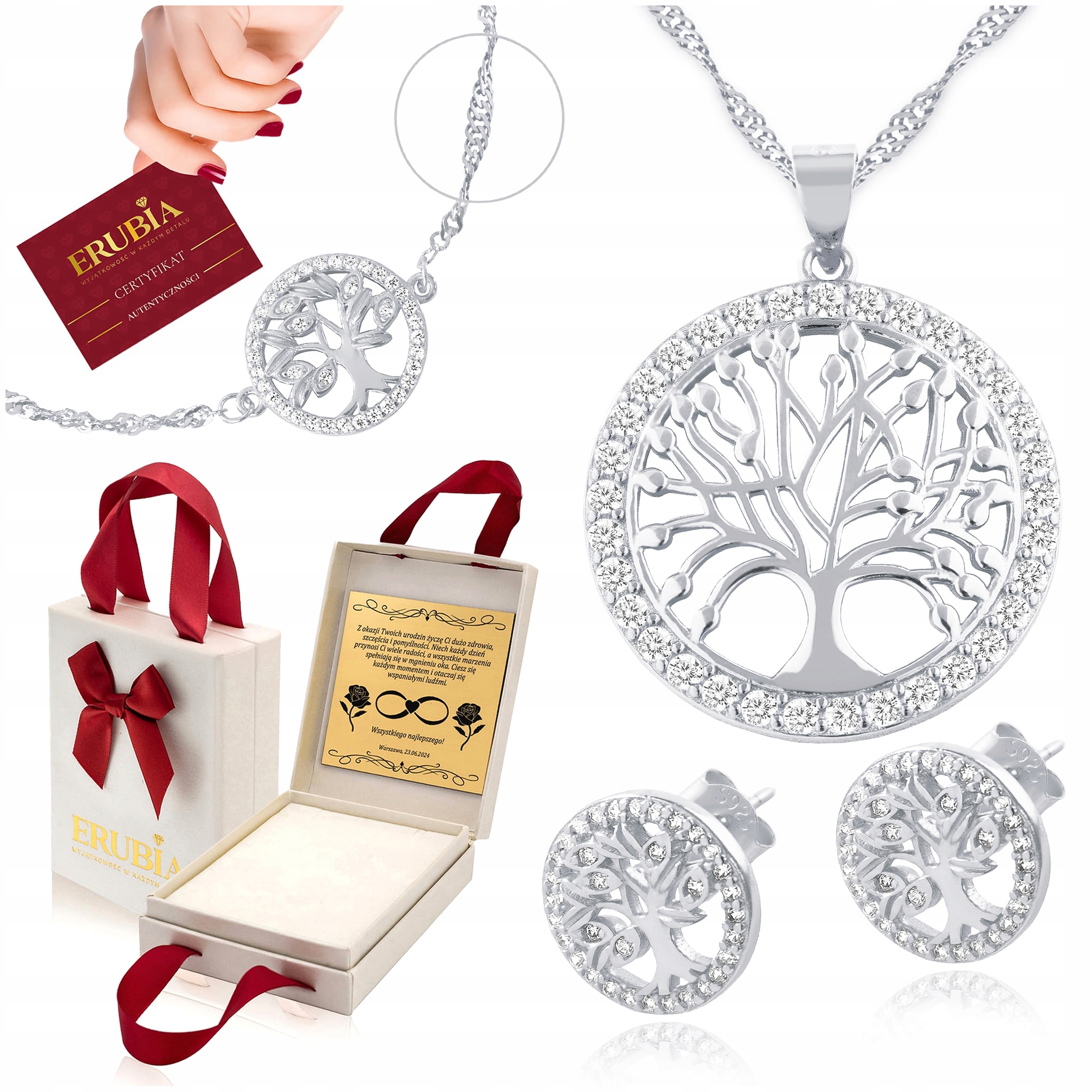 Stříbrný Komplet Dámských Šperků Stromek Štěstí 45 CM Stříbro O Ryzosti 925