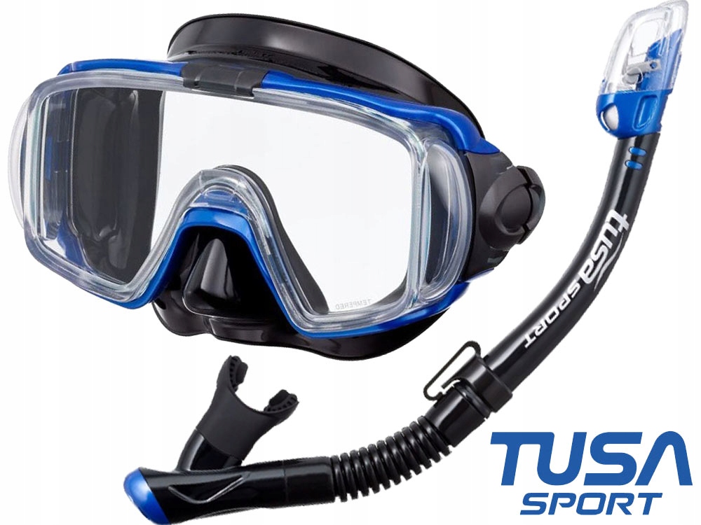 Zestaw maska z rurką Tusa Visio Tri-Ex UC-3125 z szybą 3D niebieski