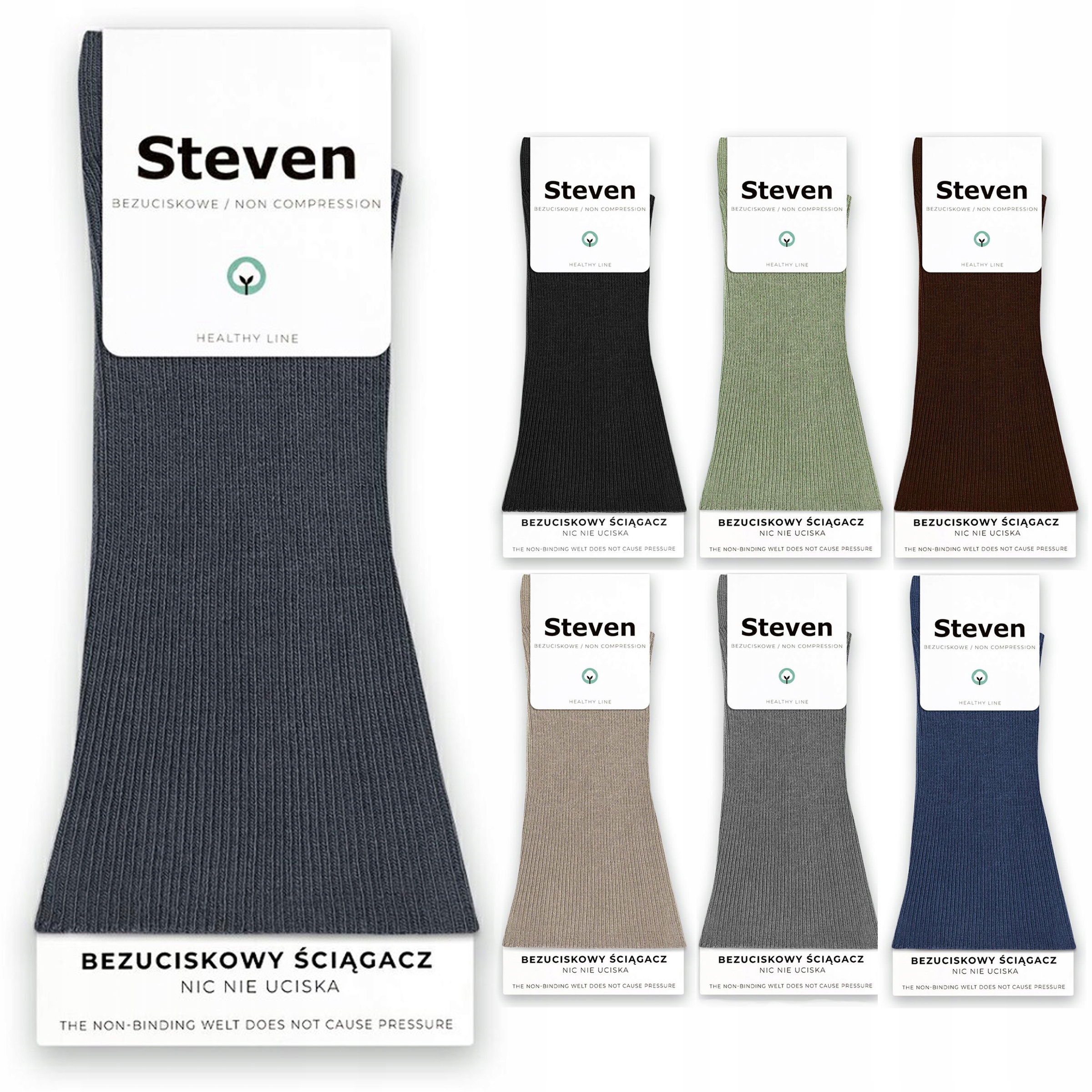 

7X skarpety zdrowotne Bezuciskowe medyczne Steven