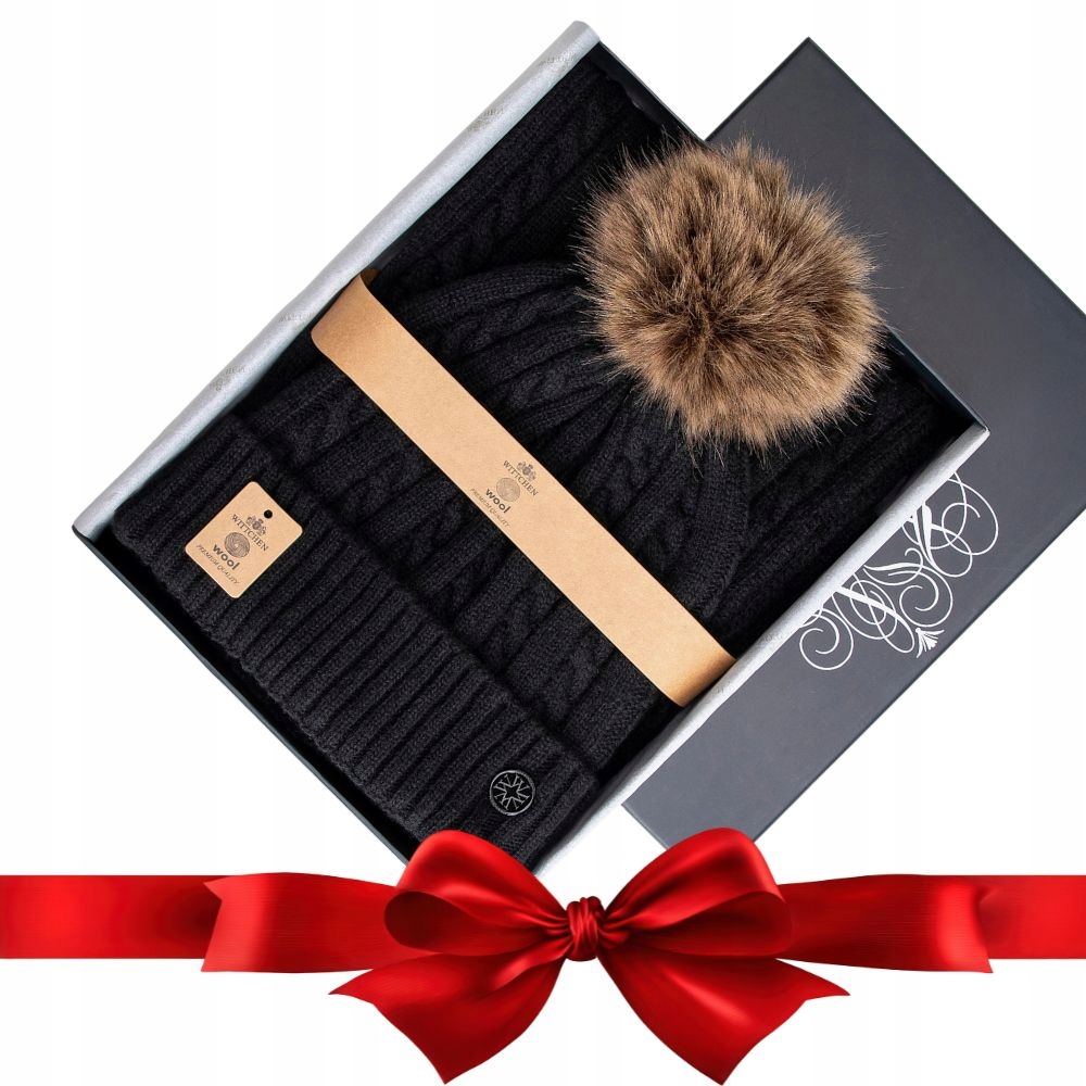 Teplá zimní souprava s vlnou čepice a šála Wittchen 101-SF-500-1 černá