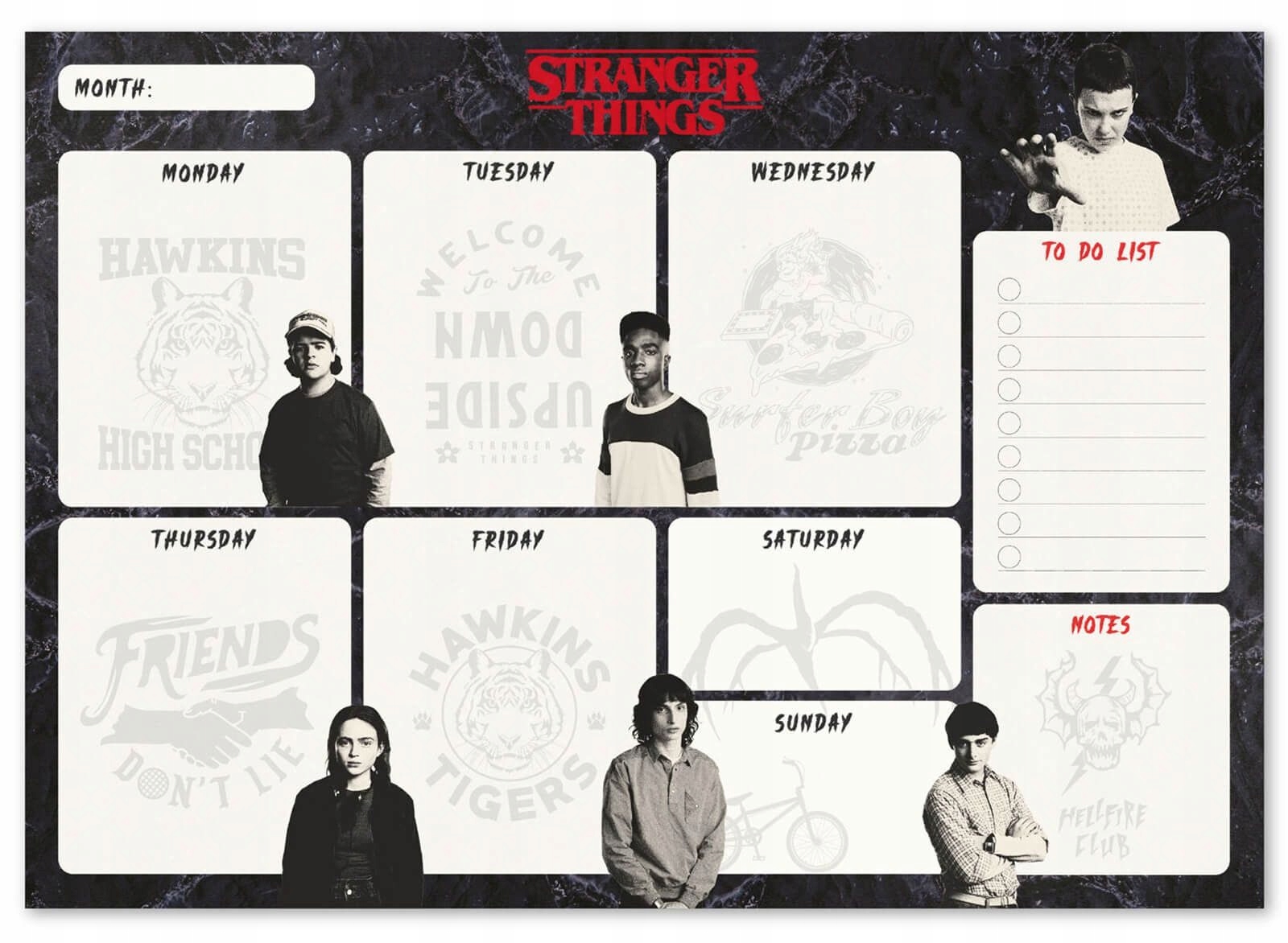 Stranger Things 4 biurkowy planer tygodniowy A4